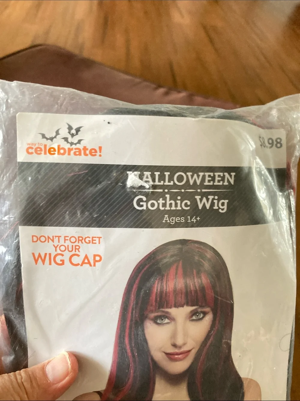 Halloween Gothic Wig - Black with Red Highlights
